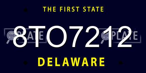 8TO7212 Delaware License Plate