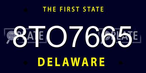 8TO7665 Delaware License Plate