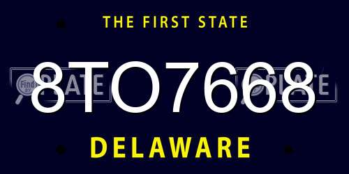 8TO7668 Delaware License Plate