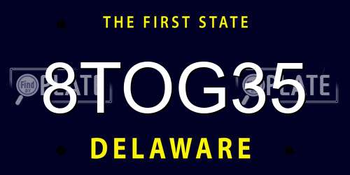 8TOG35 Delaware License Plate