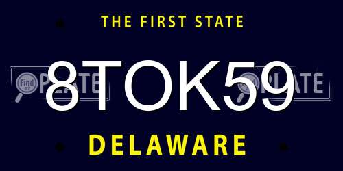 8TOK59 Delaware License Plate