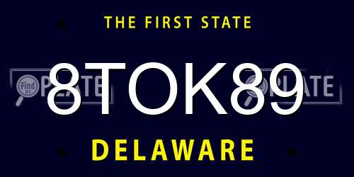 8TOK89 Delaware License Plate