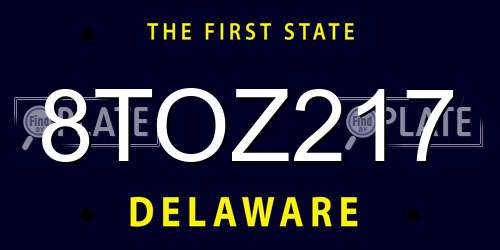 8TOZ217 Delaware License Plate