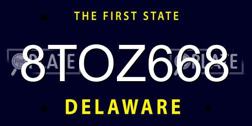 8TOZ668 Delaware License Plate