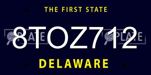 8TOZ712 Delaware License Plate