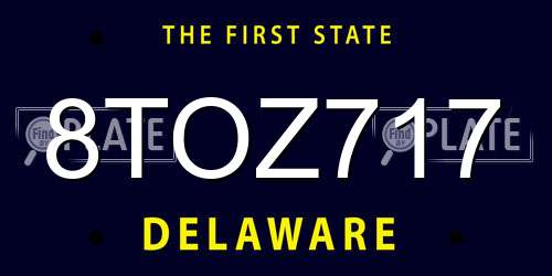 8TOZ717 Delaware License Plate
