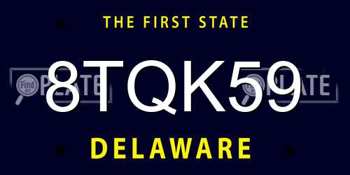 8TQK59 Delaware License Plate