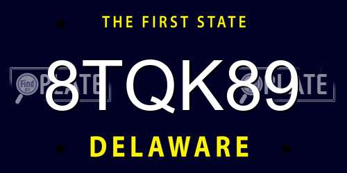 8TQK89 Delaware License Plate