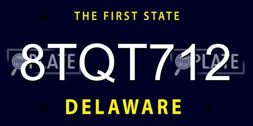 8TQT712 Delaware License Plate