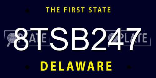 8TSB247 Delaware License Plate