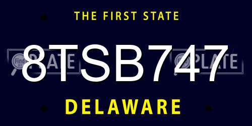 8TSB747 Delaware License Plate