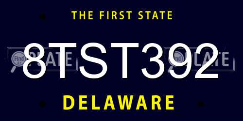 8TST392 Delaware License Plate