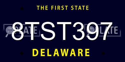 8TST397 Delaware License Plate