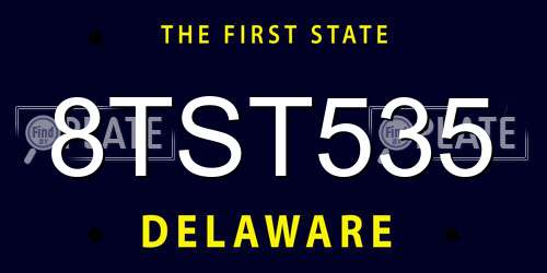 8TST535 Delaware License Plate