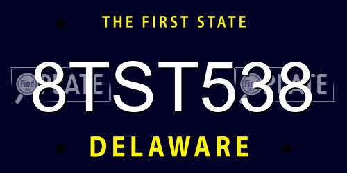 8TST538 Delaware License Plate
