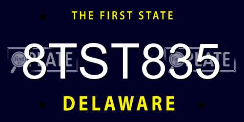 8TST835 Delaware License Plate