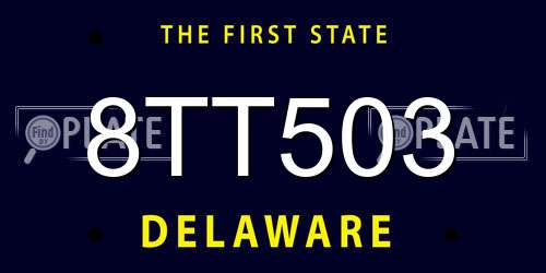 8TT503 Delaware License Plate