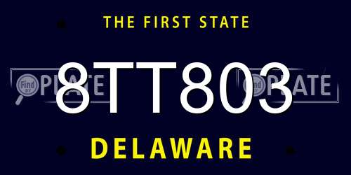8TT803 Delaware License Plate