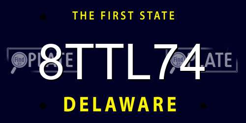 8TTL74 Delaware License Plate