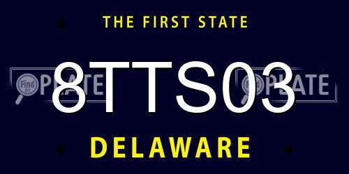 8TTS03 Delaware License Plate