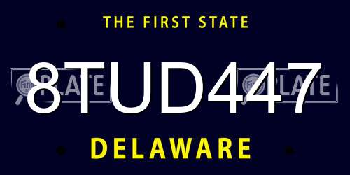 8TUD447 Delaware License Plate