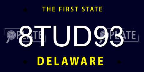 8TUD93 Delaware License Plate