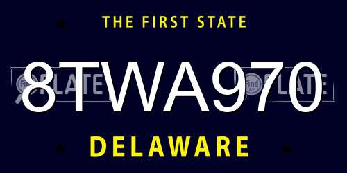 8TWA970 Delaware License Plate