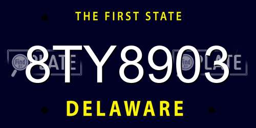8TY8903 Delaware License Plate