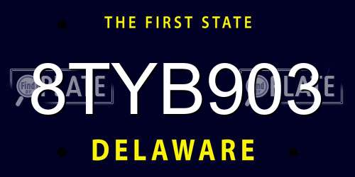 8TYB903 Delaware License Plate