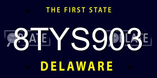 8TYS903 Delaware License Plate
