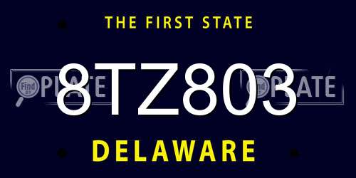 8TZ803 Delaware License Plate