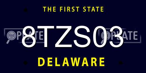 8TZS03 Delaware License Plate