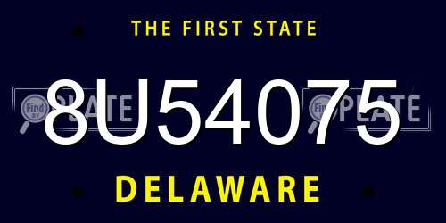 8U54075 Delaware License Plate