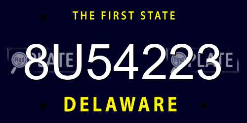 8U54223 Delaware License Plate