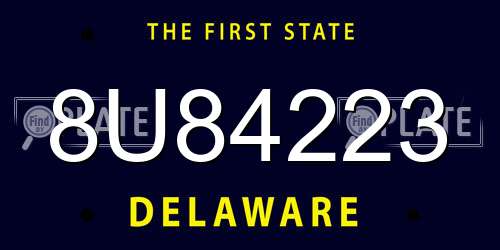 8U84223 Delaware License Plate
