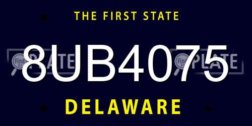 8UB4075 Delaware License Plate