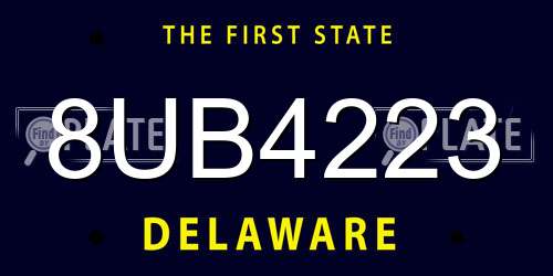 8UB4223 Delaware License Plate