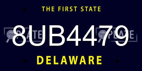 8UB4479 Delaware License Plate
