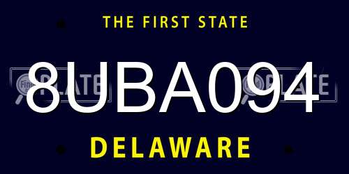 8UBA094 Delaware License Plate
