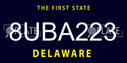 8UBA223 Delaware License Plate