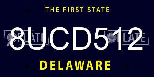 8UCD512 Delaware License Plate
