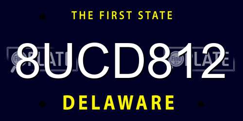 8UCD812 Delaware License Plate