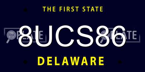 8UCS86 Delaware License Plate