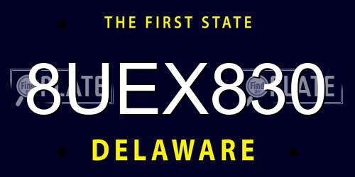 8UEX830 Delaware License Plate
