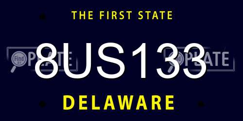 8US133 Delaware License Plate