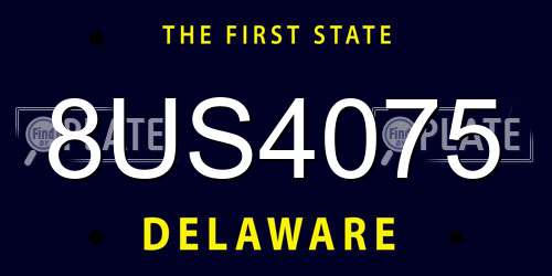 8US4075 Delaware License Plate
