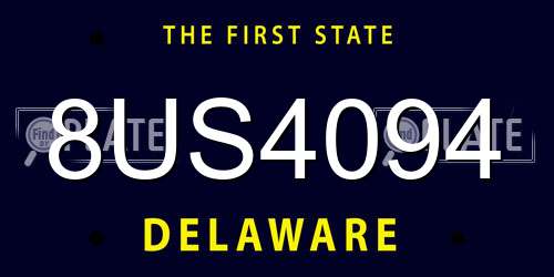 8US4094 Delaware License Plate
