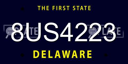 8US4223 Delaware License Plate