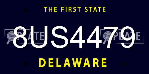8US4479 Delaware License Plate