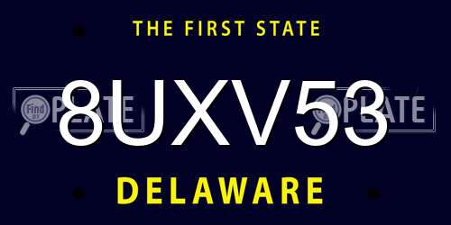 8UXV53 Delaware License Plate